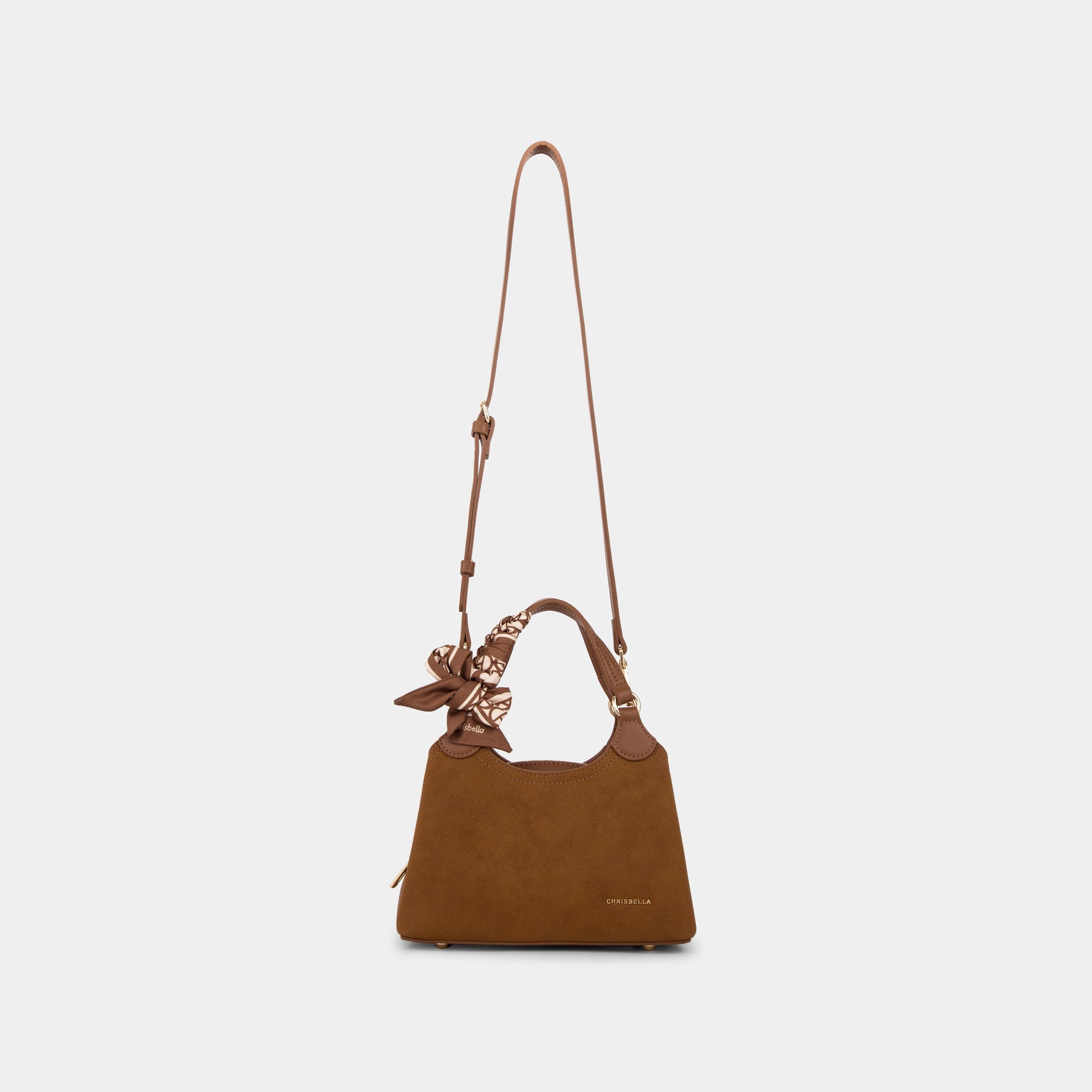 Scarf-Handle Double-Handle Satchel Bag
