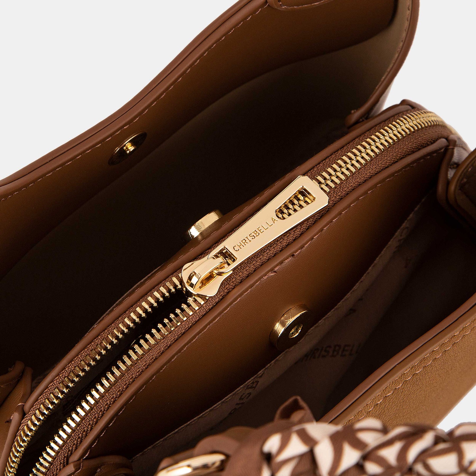 Scarf-Handle Double-Handle Satchel Bag