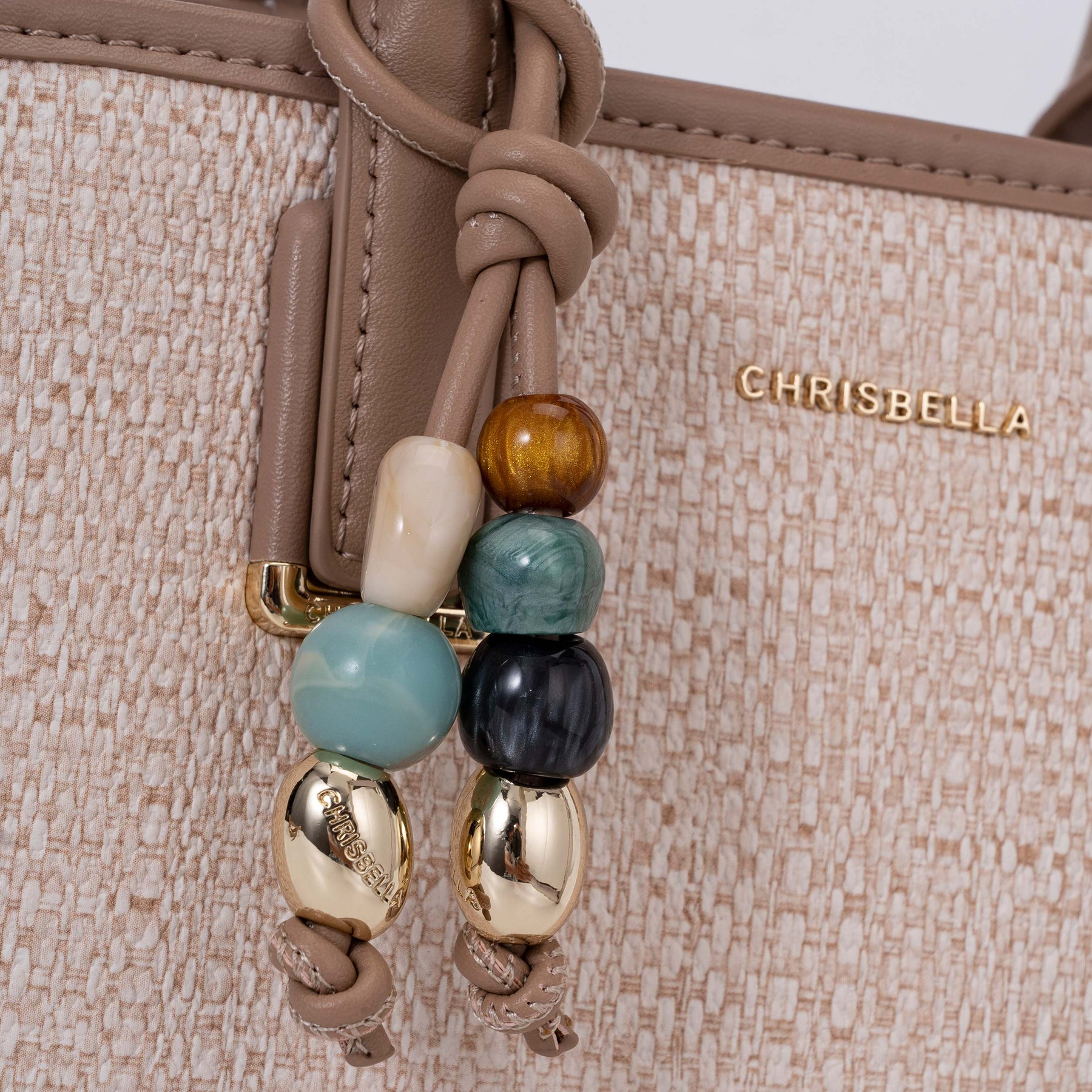 Charm Detail Satchel with Card Pouch