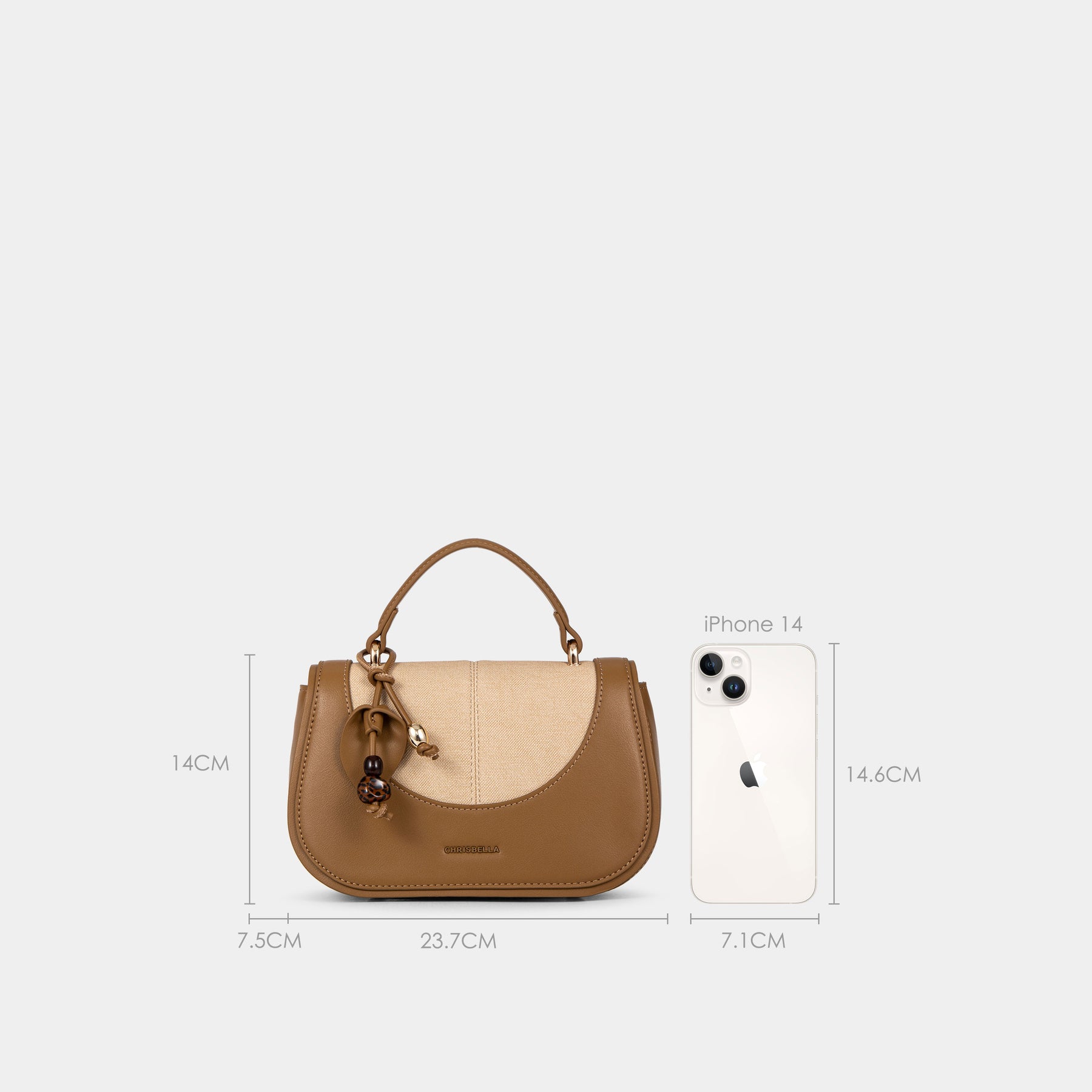 Two-Tone Double-Handle Satchel Bag