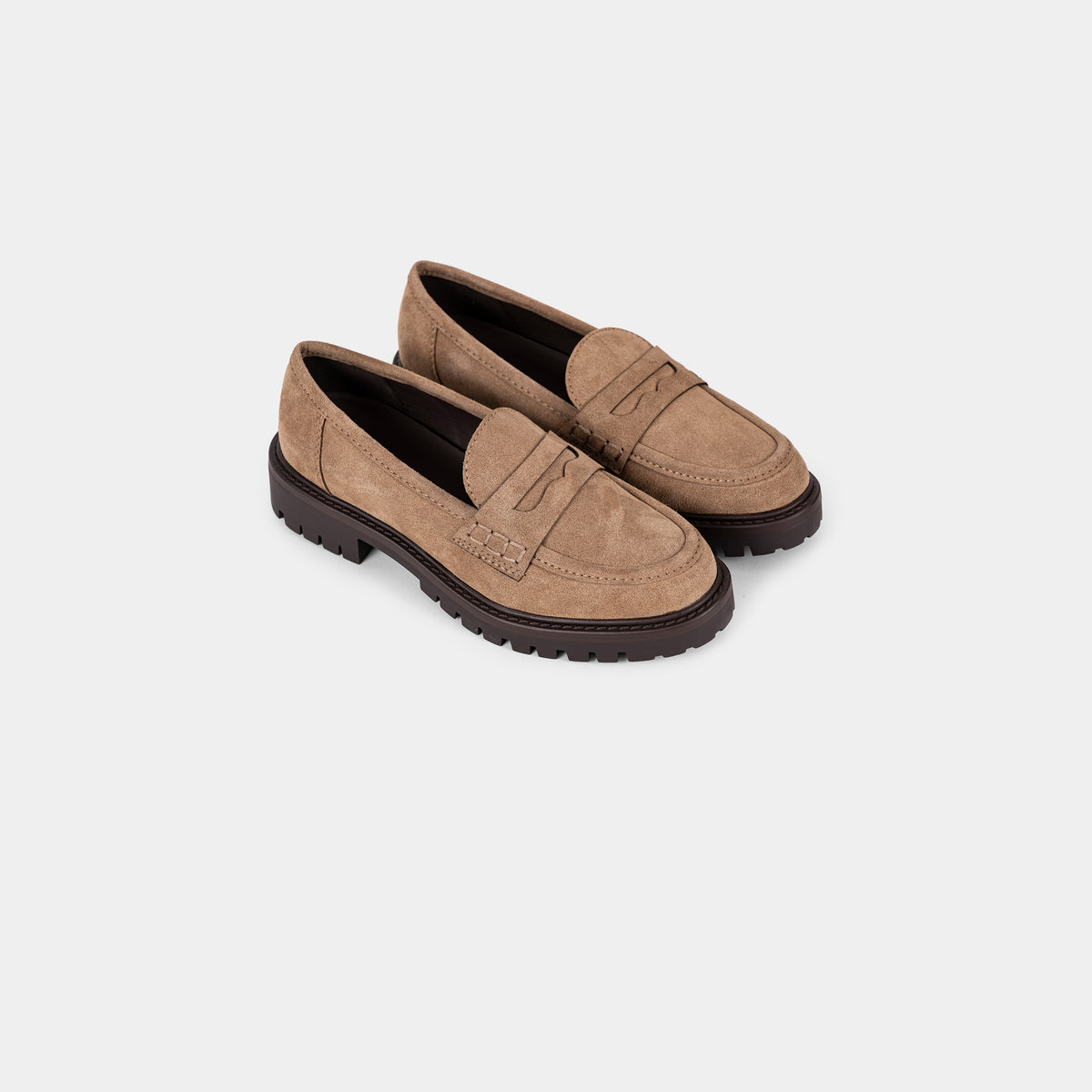 Mocassins Penny Effet Suédine à Semelle Épaisse