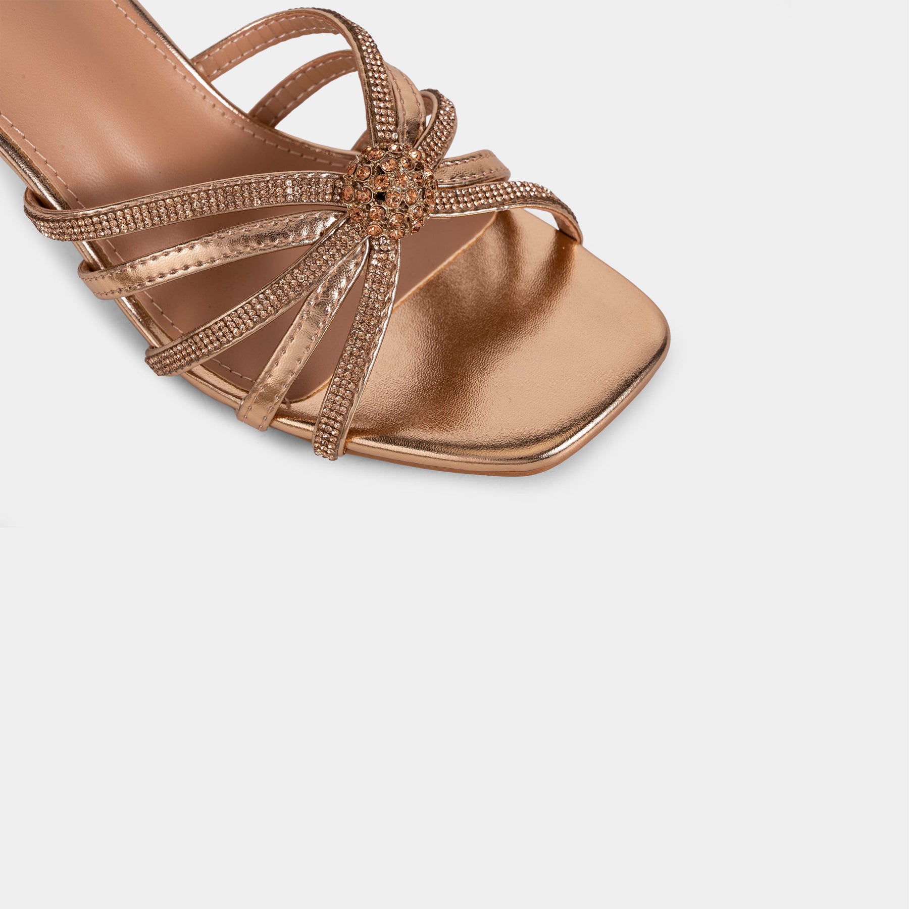 Crystal-Embellished Metallic-Finish Mules with Crystal-Covered Heel