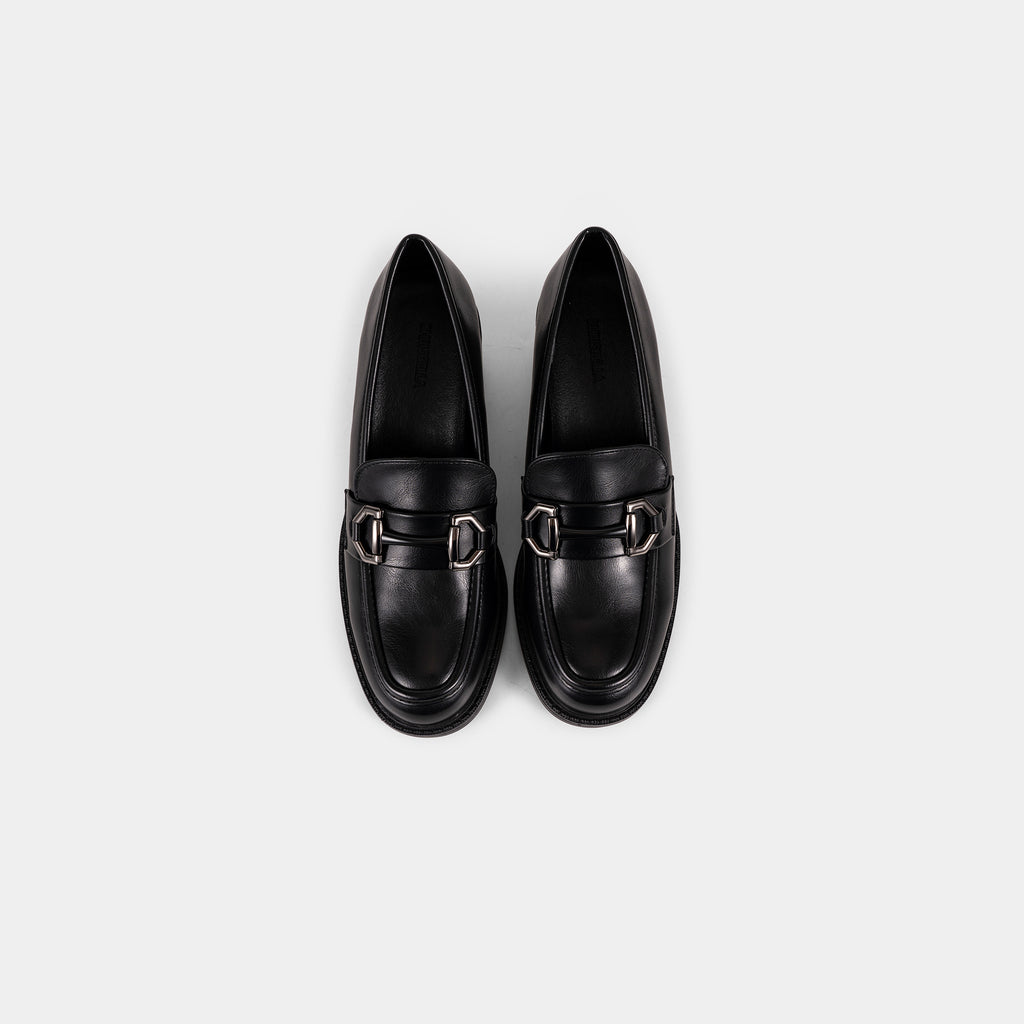 Mocassins à Talon Carré avec Boucle Métallique