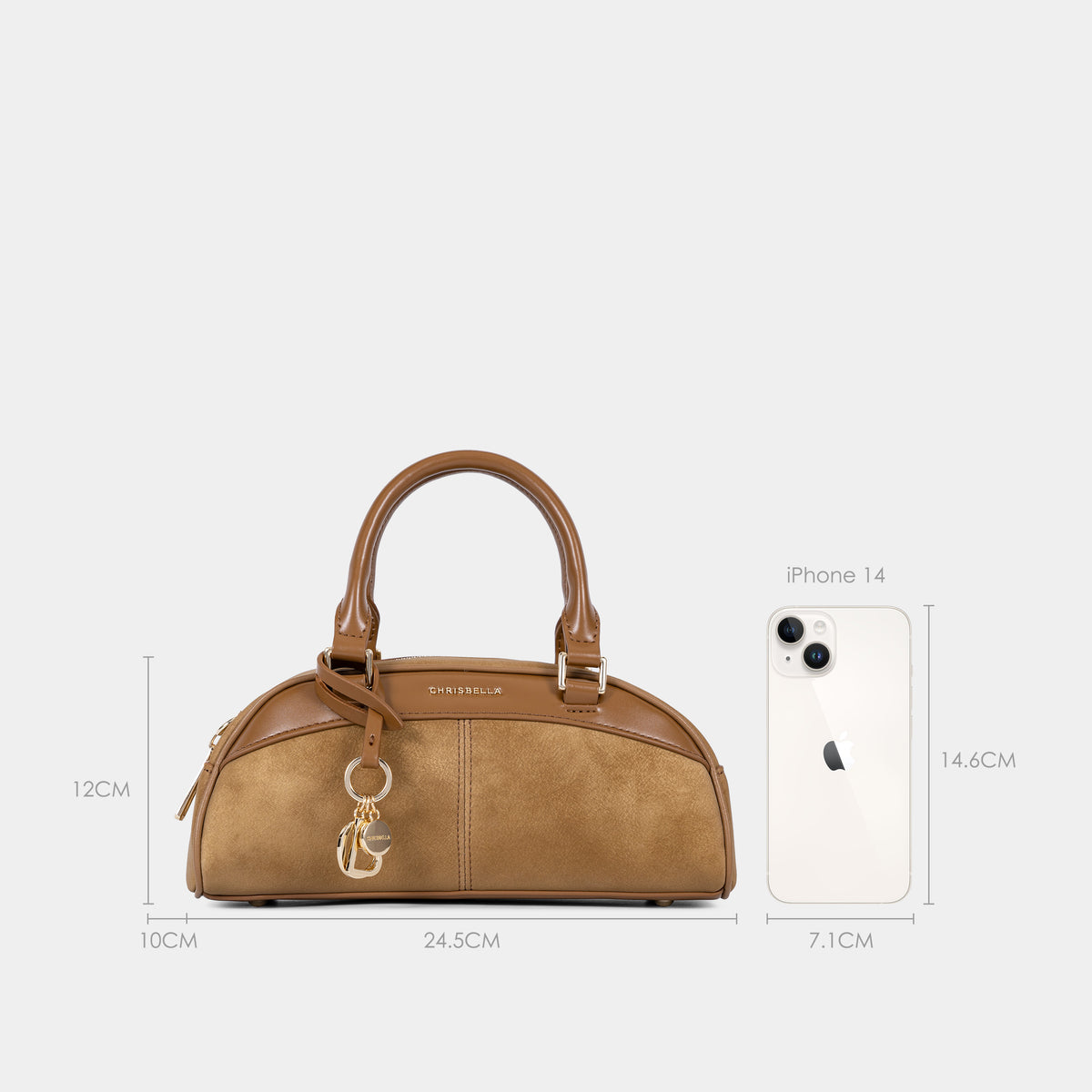 Compact Dome Satchel Bag with Shoulder Strap