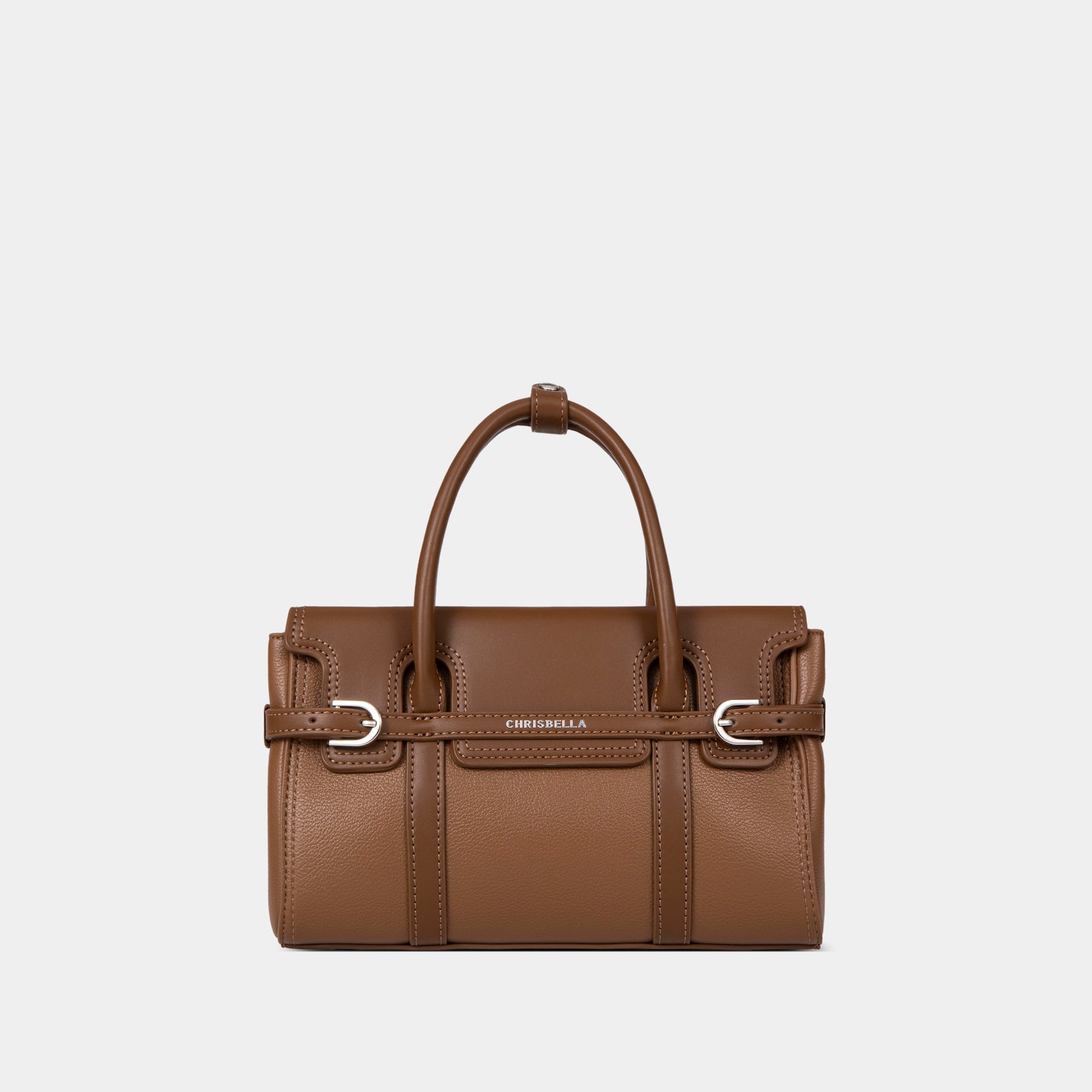 Belted Double-Handle Satchel with Card Pouch