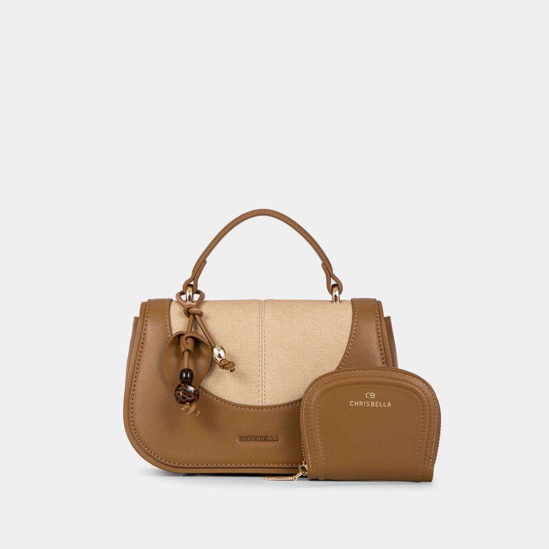 Two-Tone Double-Handle Satchel Bag