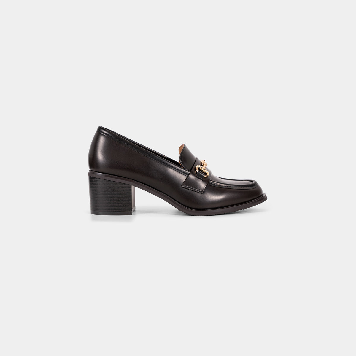 Mocassins à Talon Carré avec Chaîne Dorée