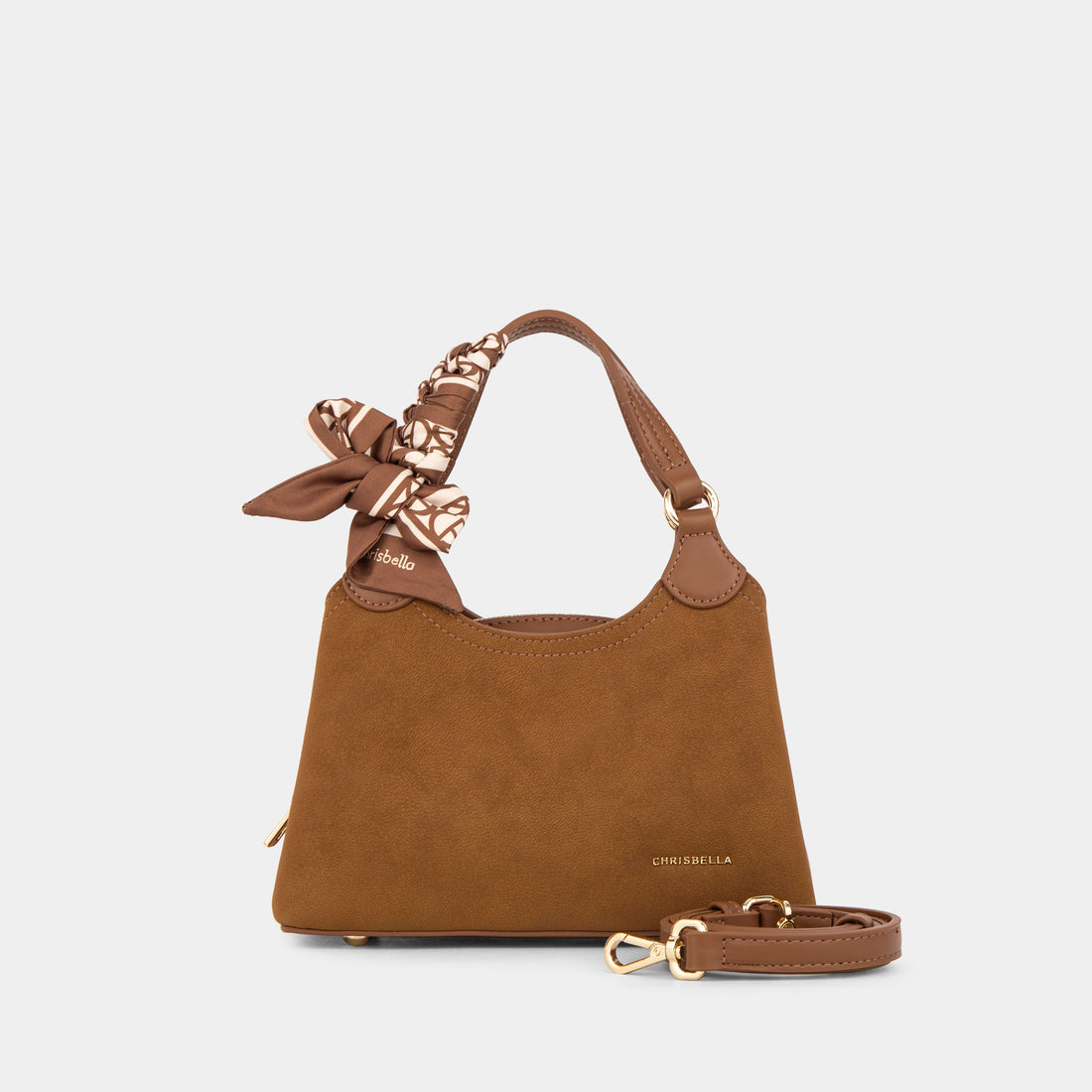 Scarf-Handle Double-Handle Satchel Bag