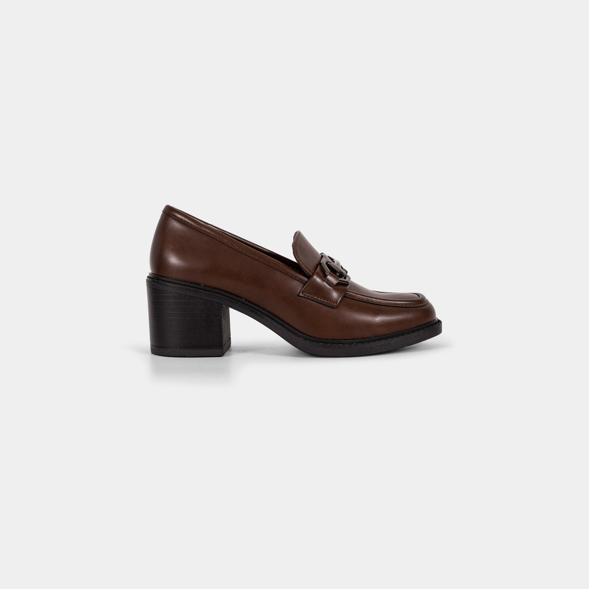 Mocassins à Talon Carré avec Boucle Métallique