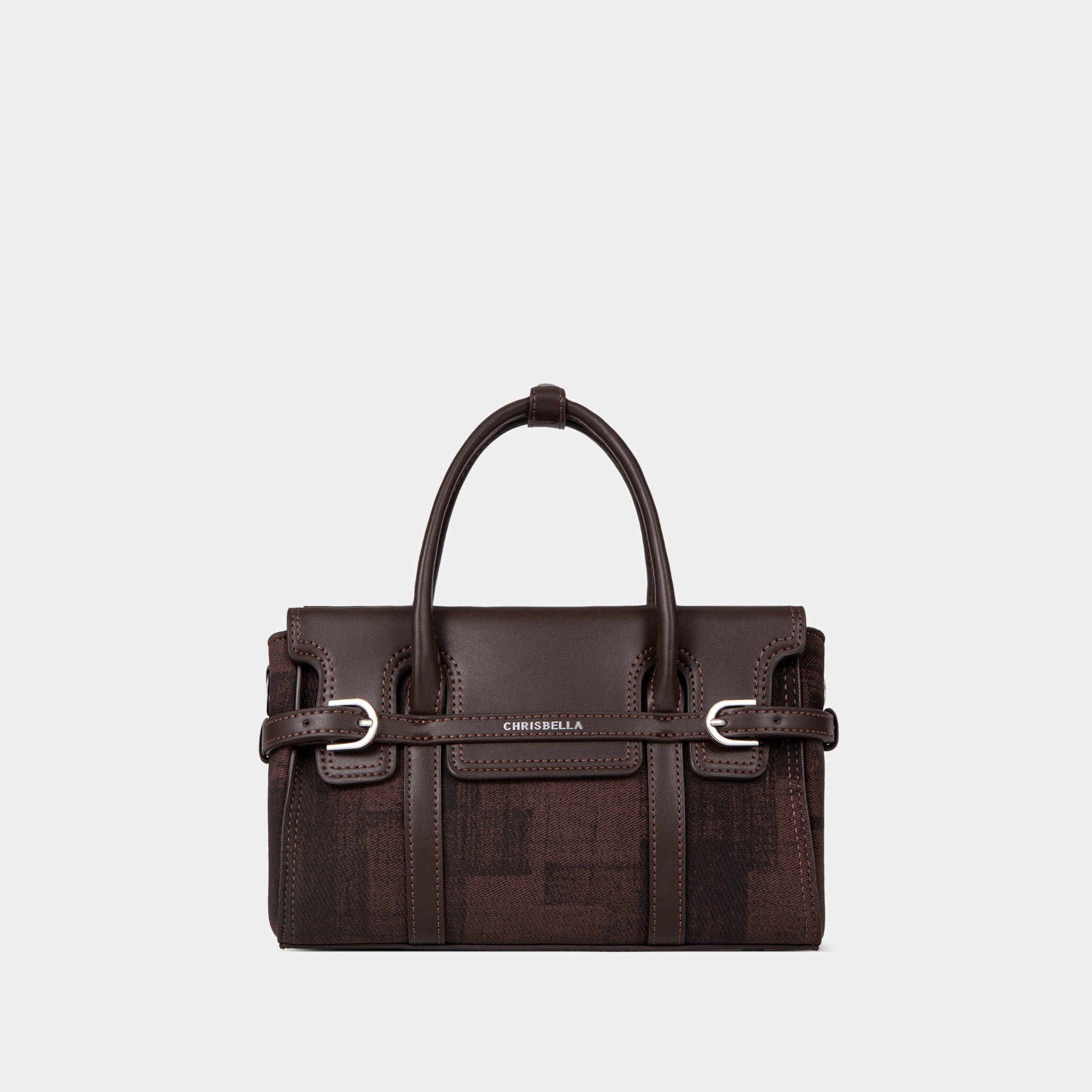 Belted Double-Handle Satchel with Card Pouch