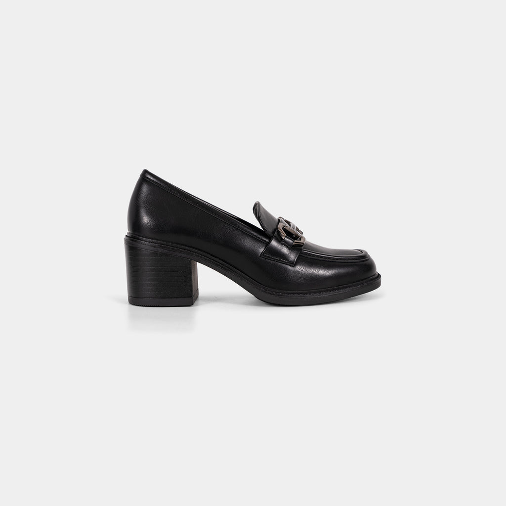 Mocassins à Talon Carré avec Boucle Métallique