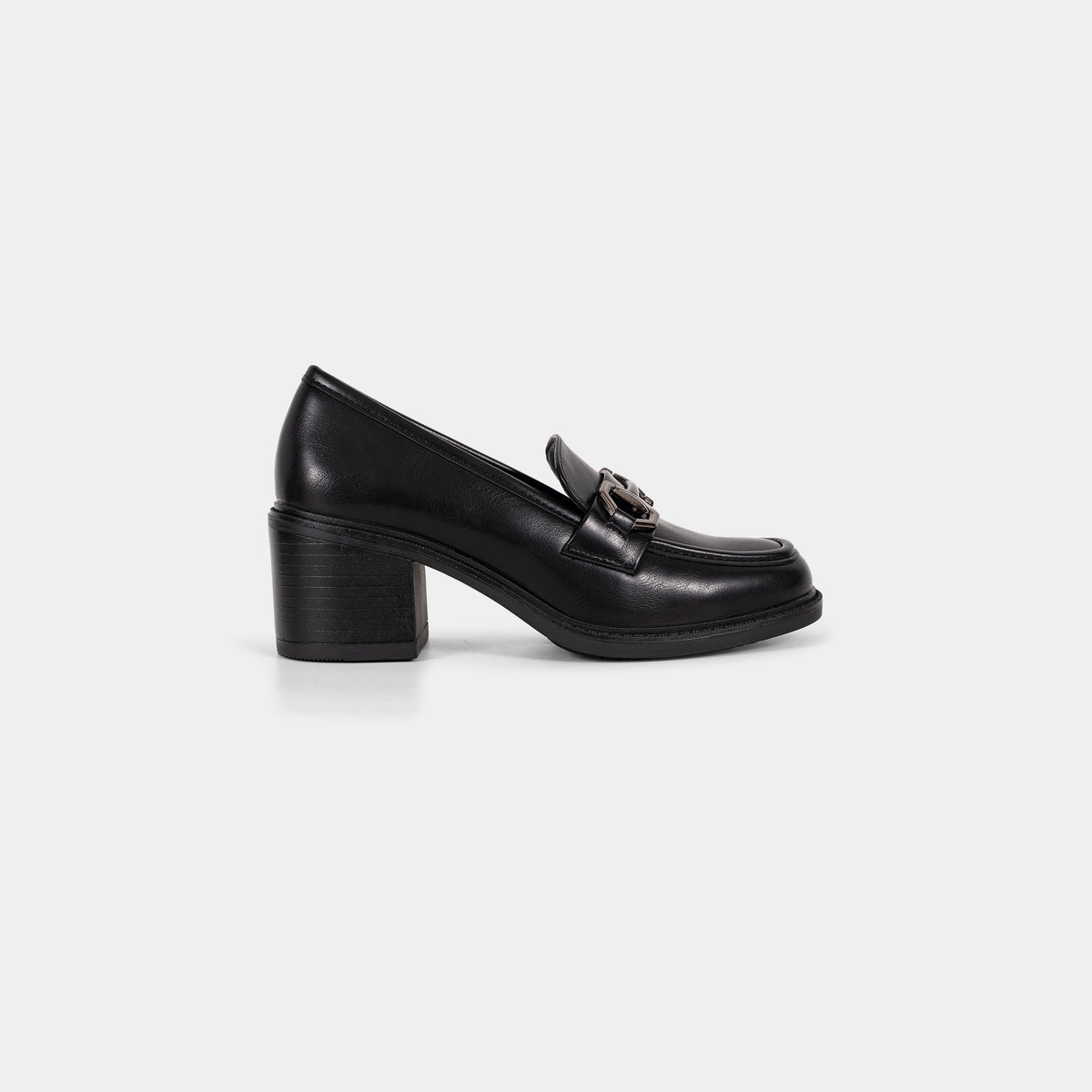 Mocassins à Talon Carré avec Boucle Métallique