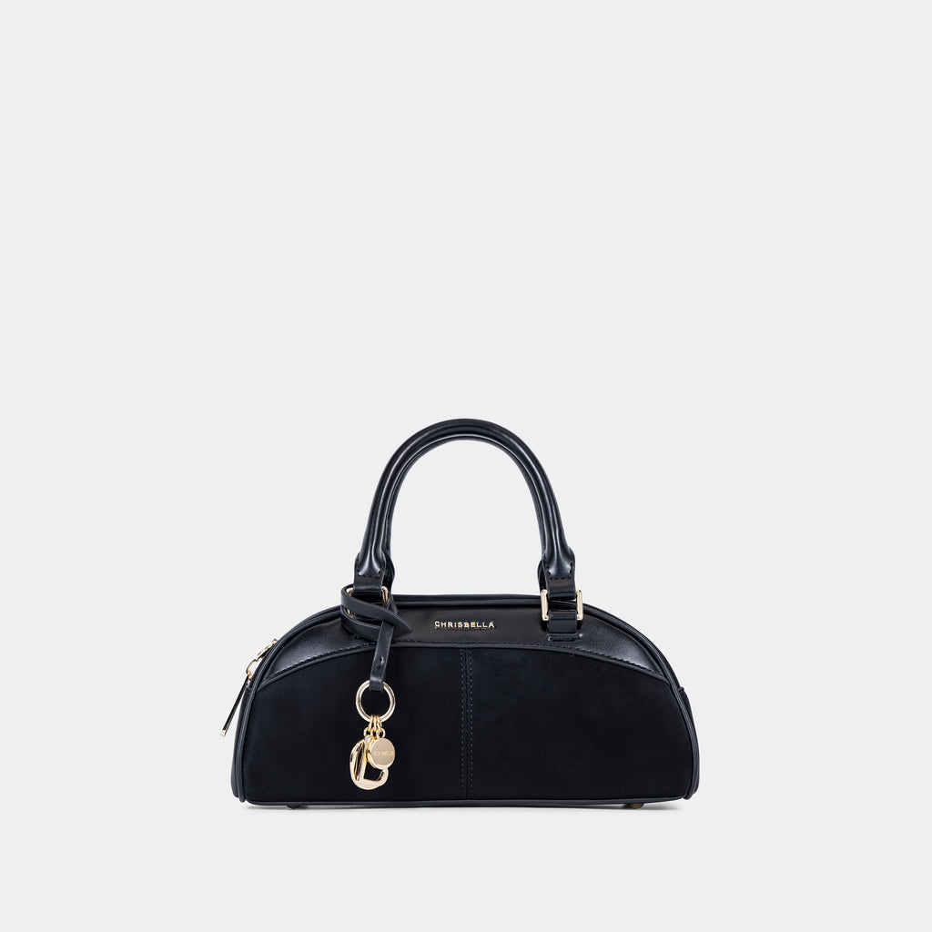 Compact Dome Satchel Bag with Shoulder Strap