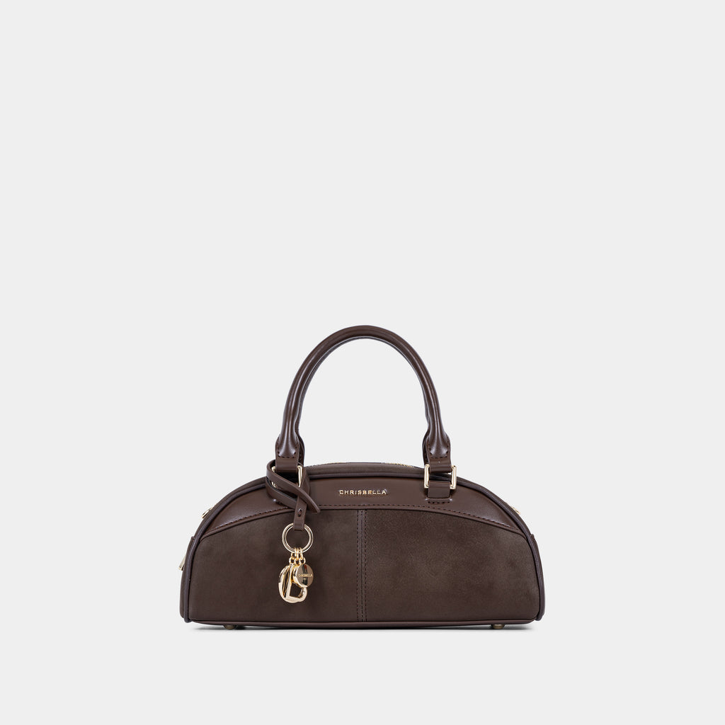 Compact Dome Satchel Bag with Shoulder Strap