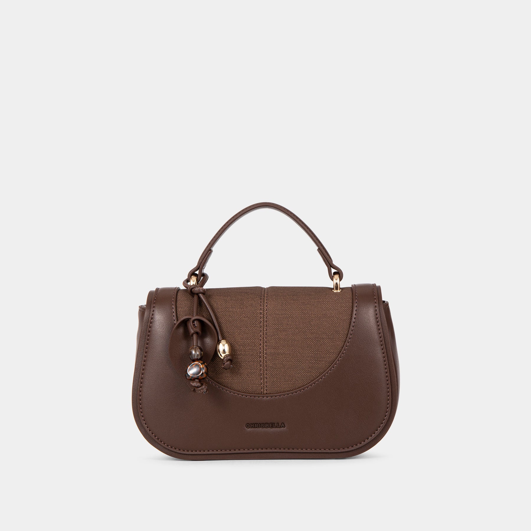 Two-Tone Double-Handle Satchel Bag