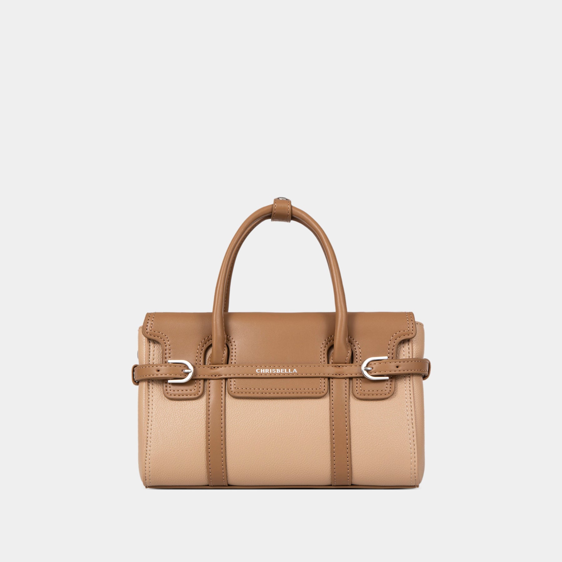 Belted Double-Handle Satchel with Card Pouch