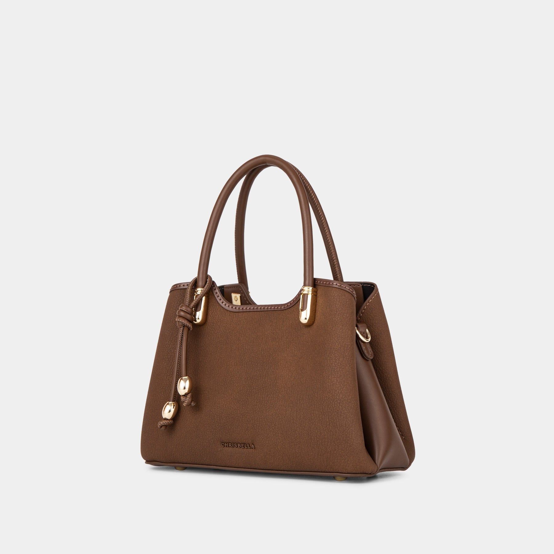 Charm Detail Double-Handle Satchel Bag