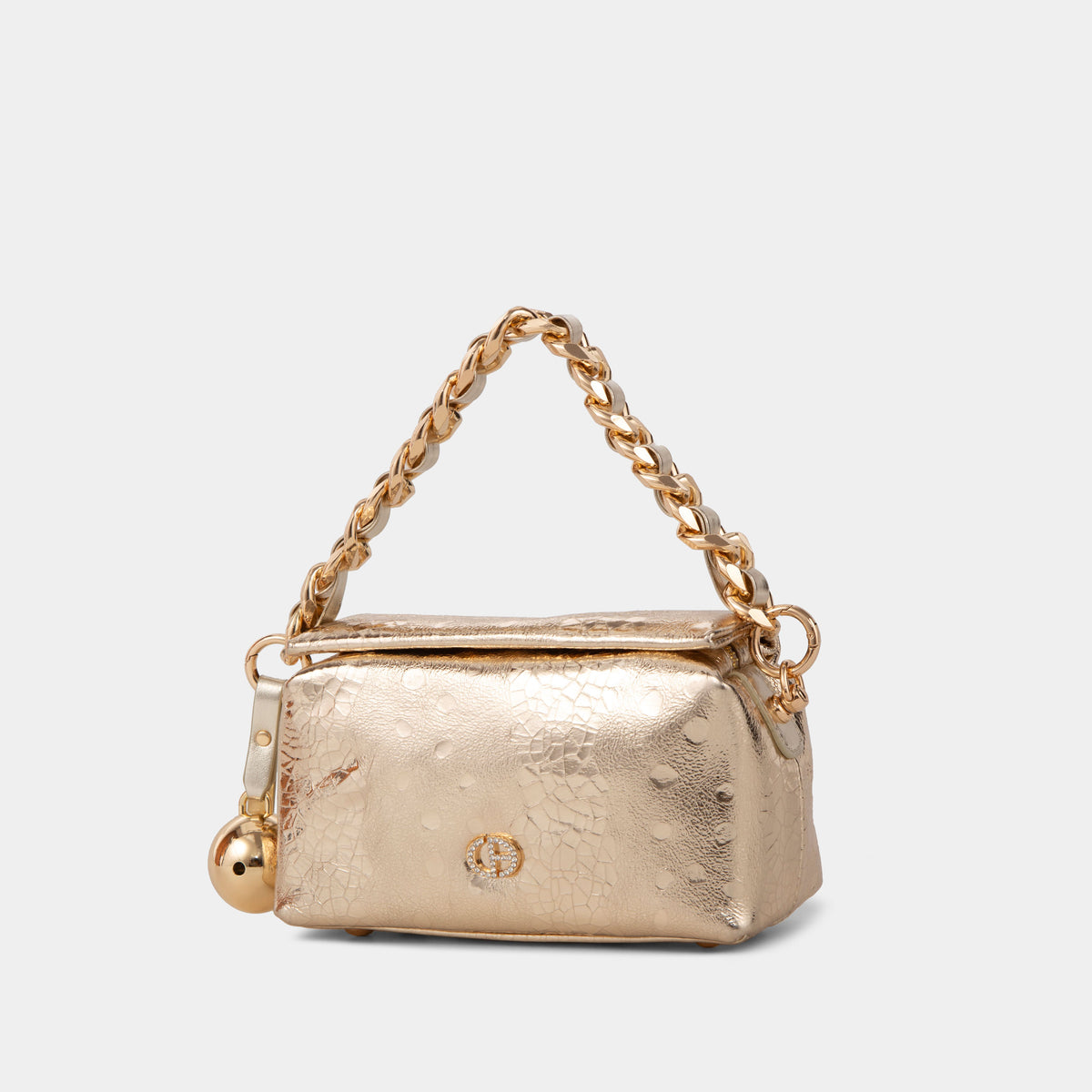 Mini Sac en Cuir Effet Lustré à Poignée