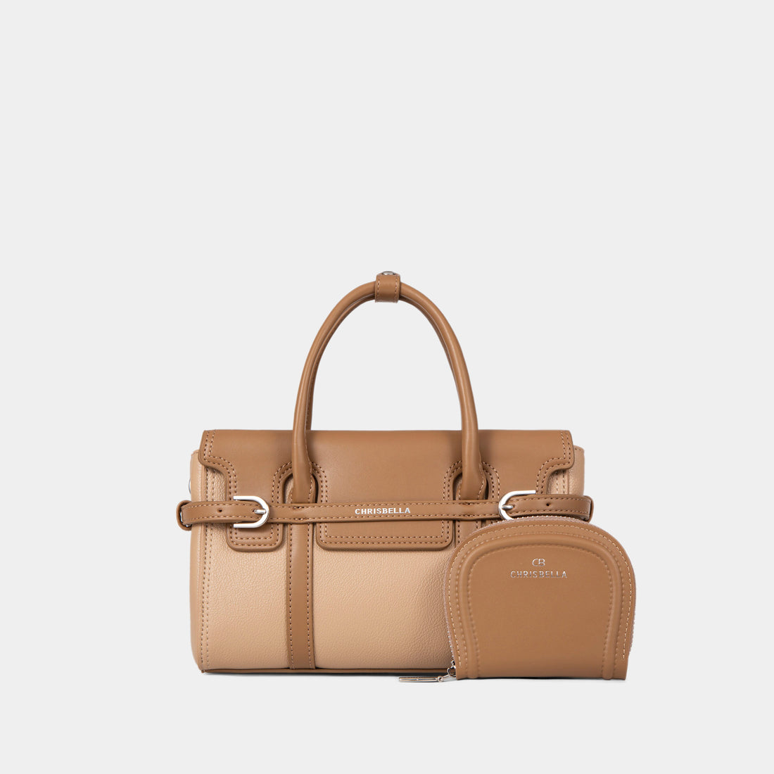 Belted Double-Handle Satchel with Card Pouch