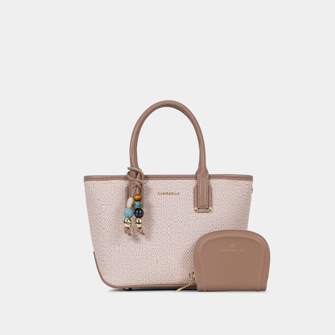 Charm Detail Satchel with Card Pouch