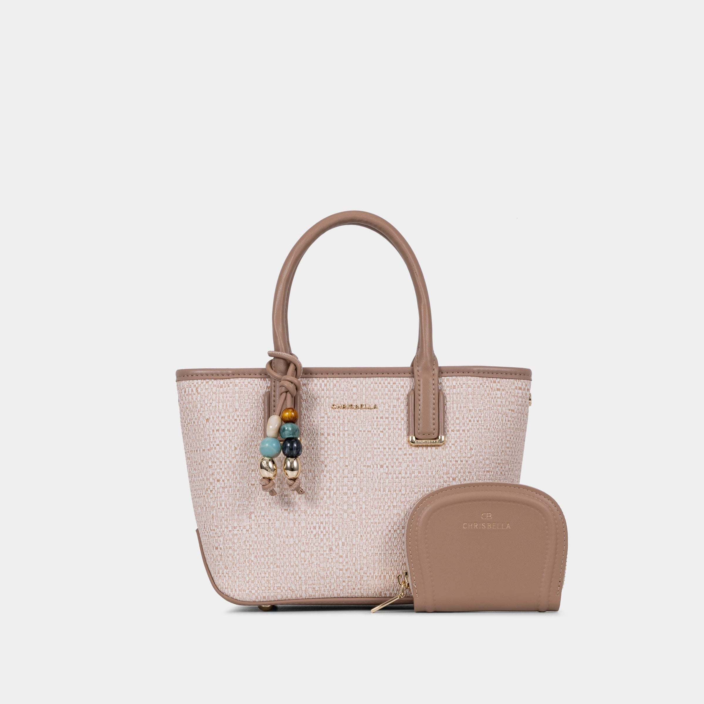 Charm Detail Satchel with Card Pouch