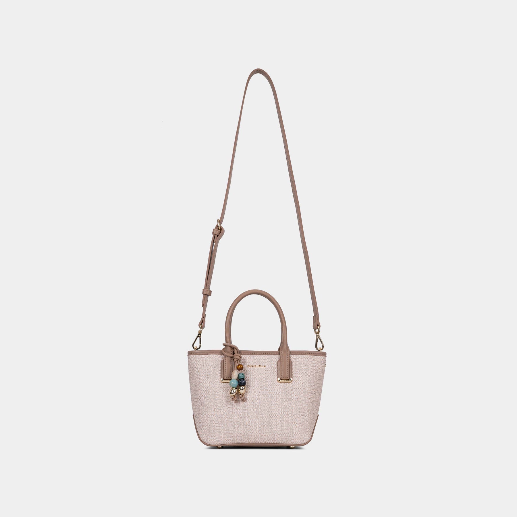Charm Detail Satchel with Card Pouch