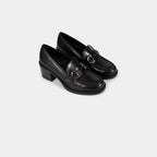 Mocassins à Talon Carré avec Boucle Métallique