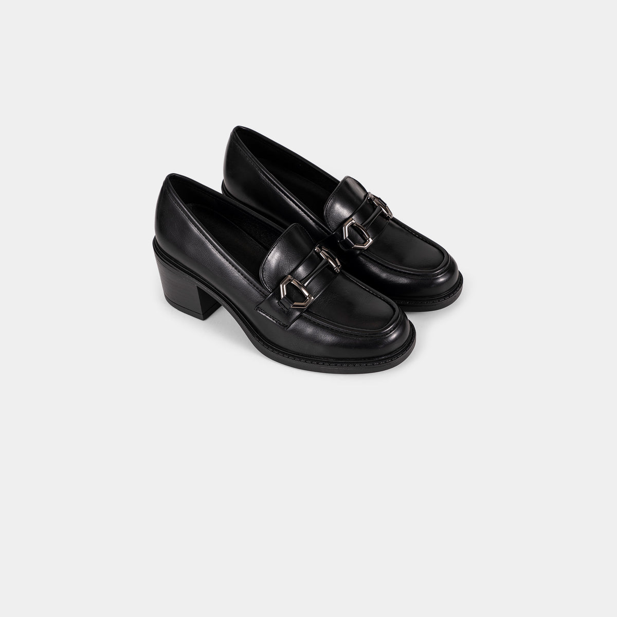 Mocassins à Talon Carré avec Boucle Métallique