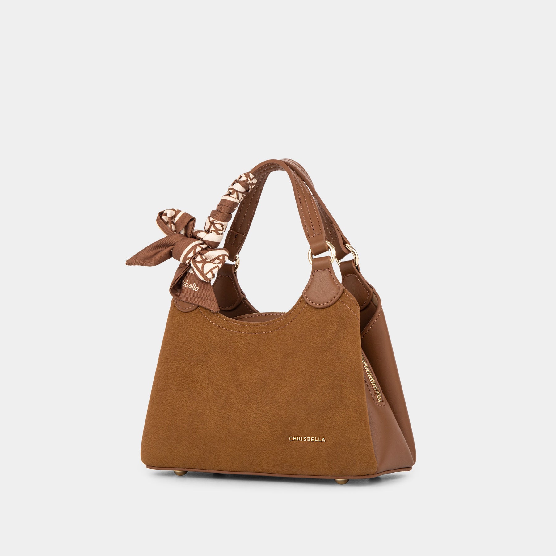 Scarf-Handle Double-Handle Satchel Bag