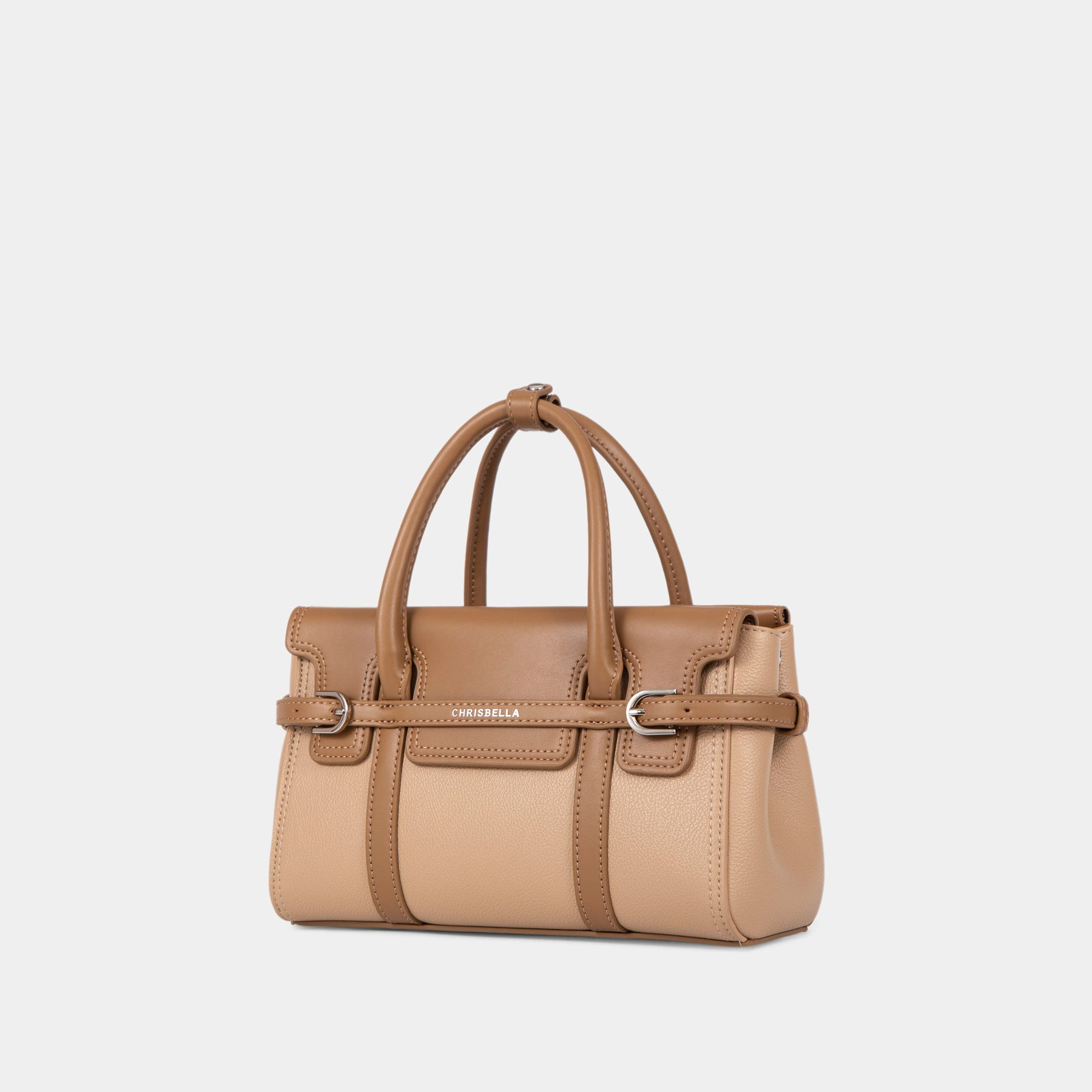 Belted Double-Handle Satchel with Card Pouch