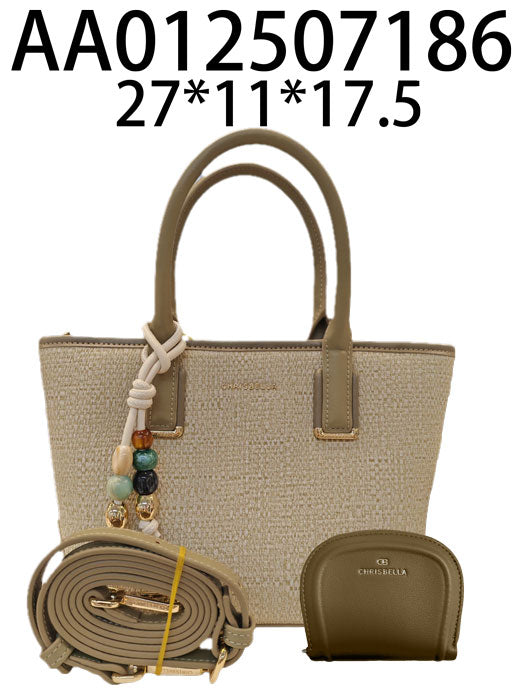 Charm Detail Satchel with Card Pouch - main view