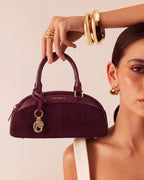 Compact Dome Satchel Bag with Shoulder Strap