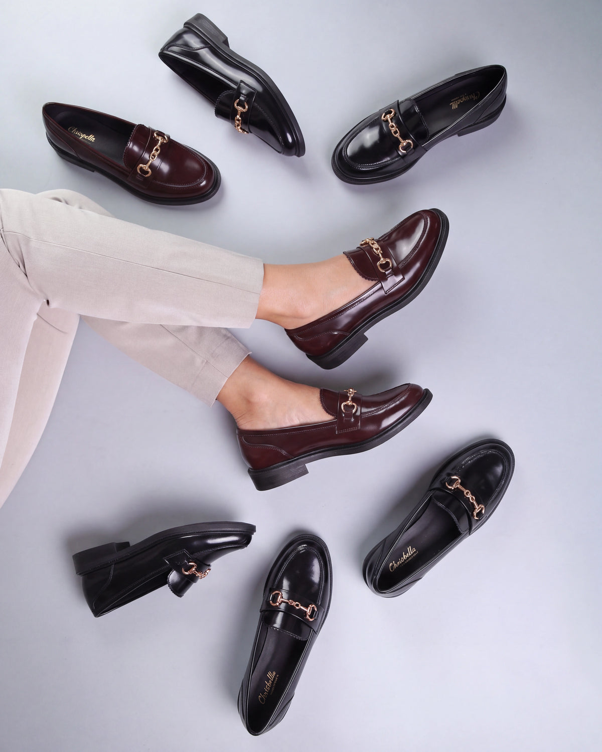 Mocassins en PU avec Chaîne Dorée
