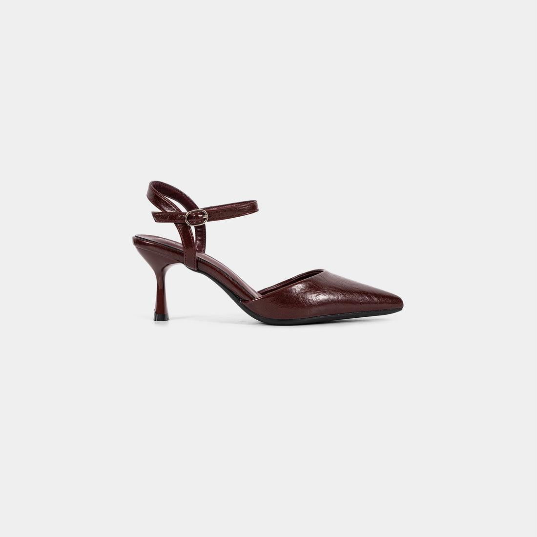 Textured-Finish Pointed-Toe Ankle-Strap Pumps