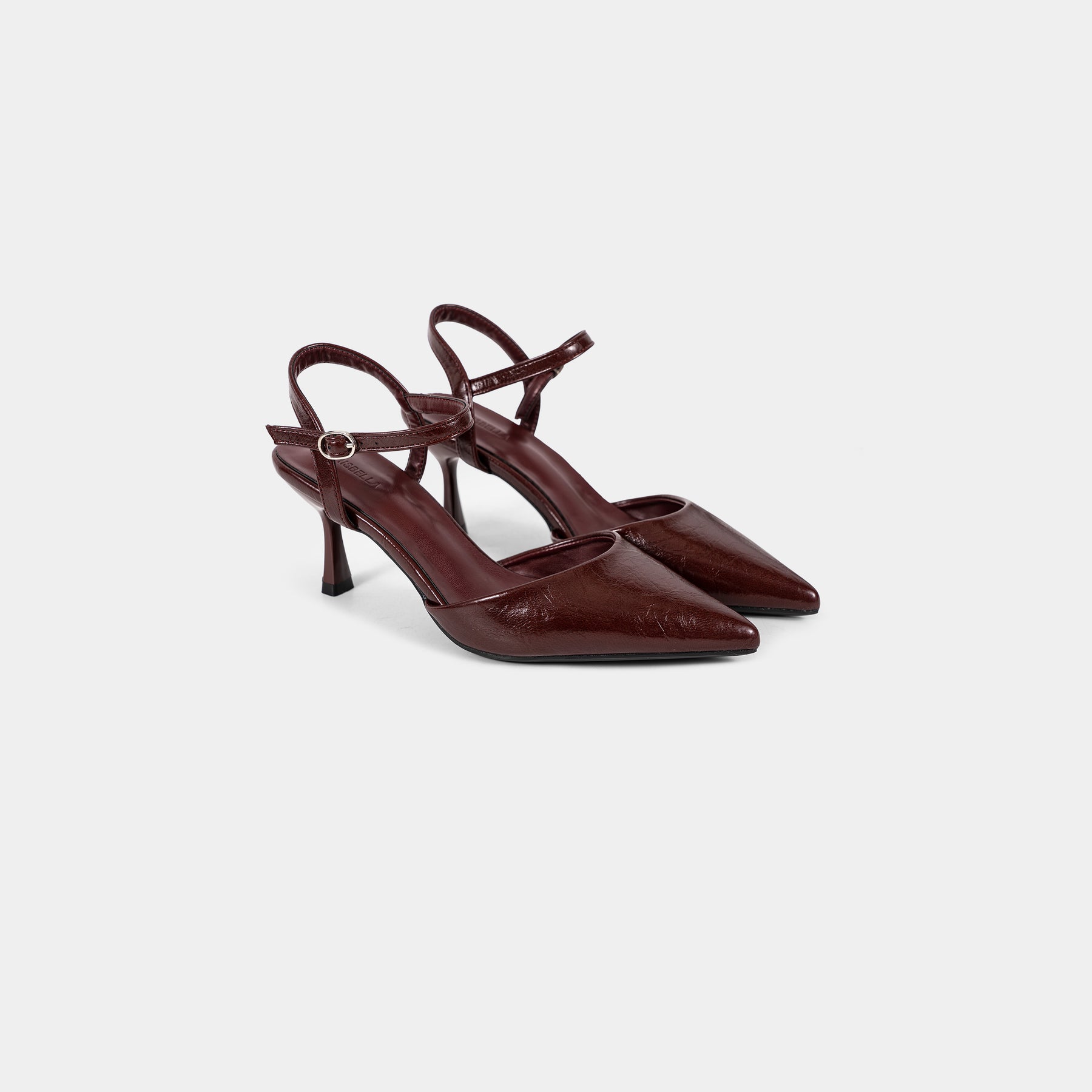 Textured-Finish Pointed-Toe Ankle-Strap Pumps