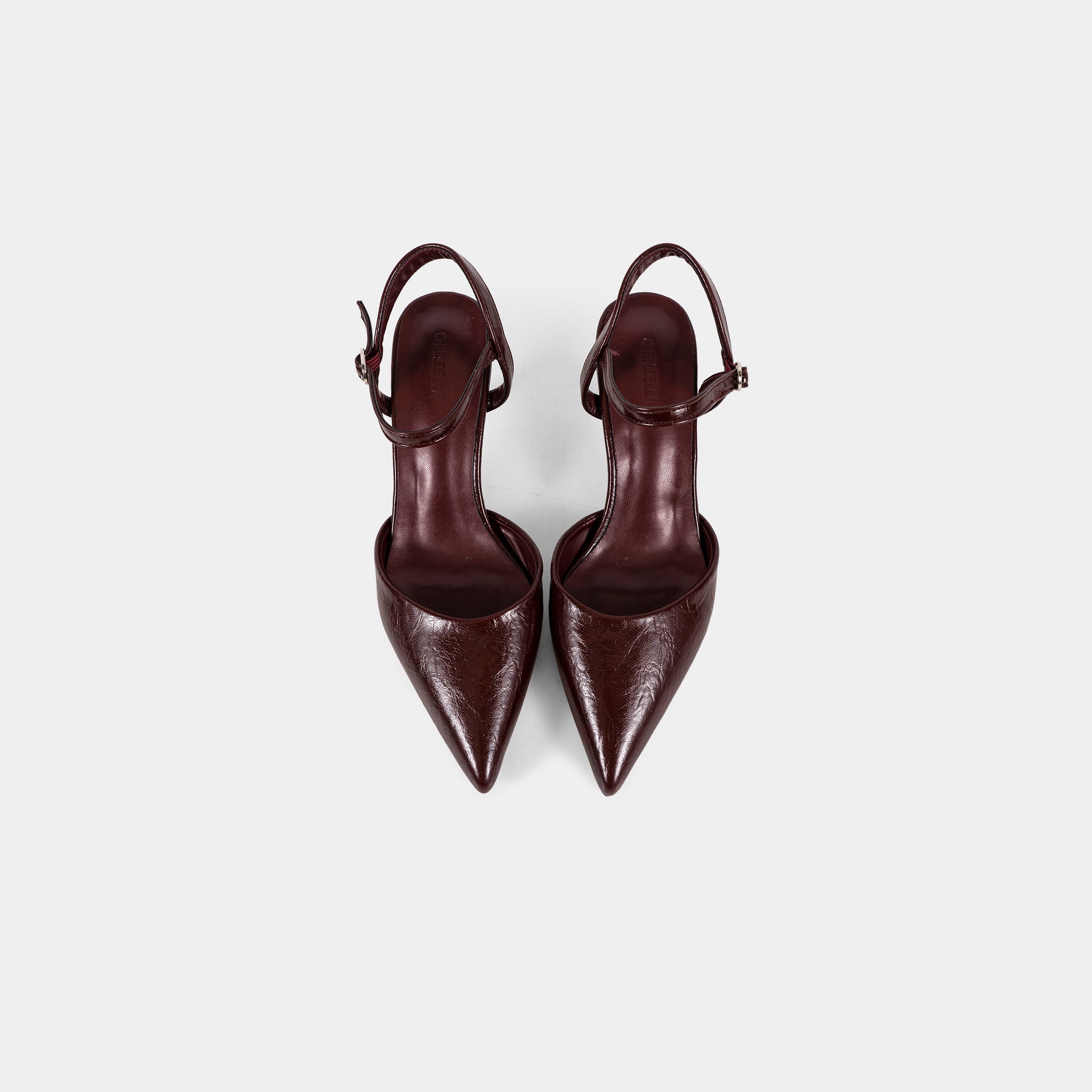 Textured-Finish Pointed-Toe Ankle-Strap Pumps