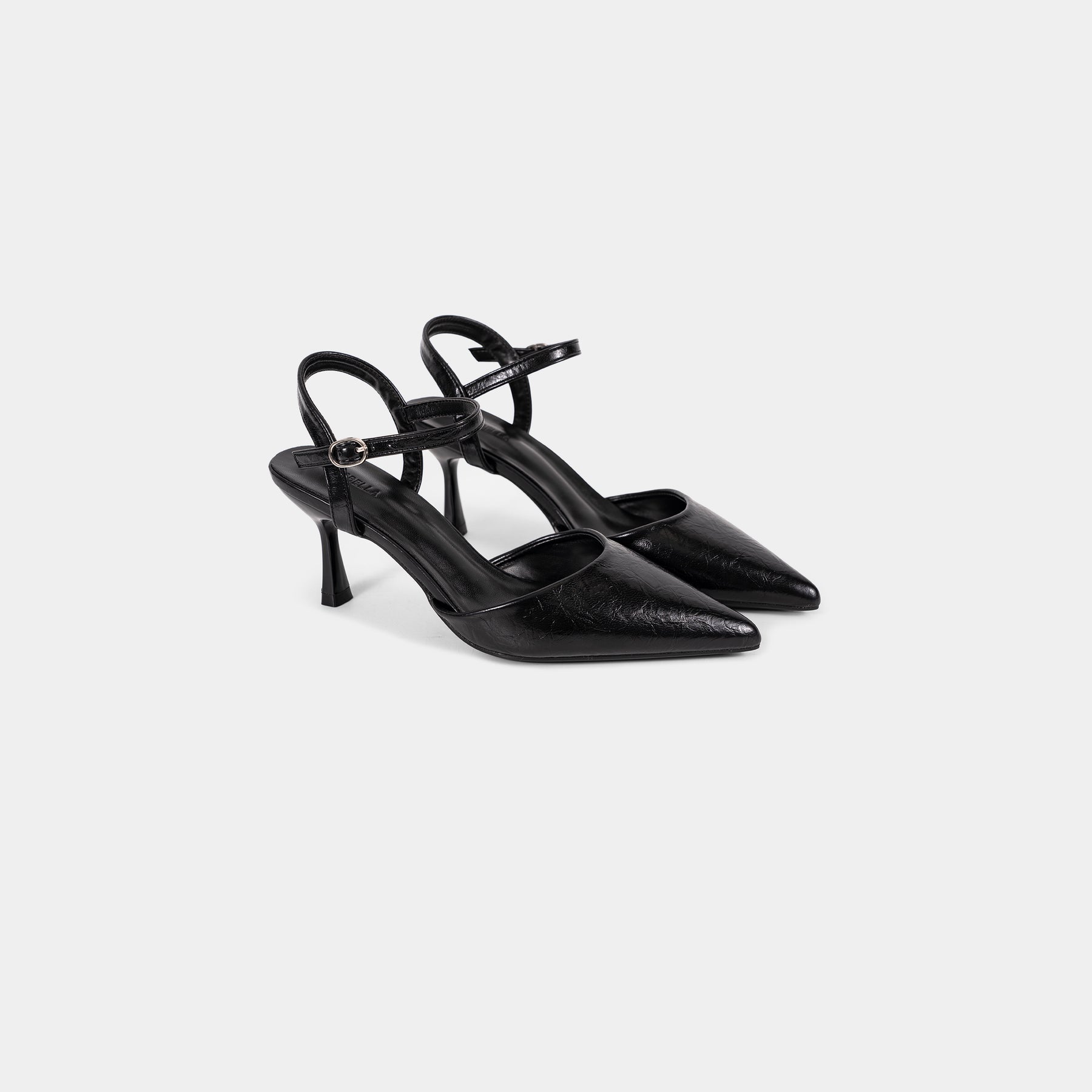 Textured-Finish Pointed-Toe Ankle-Strap Pumps