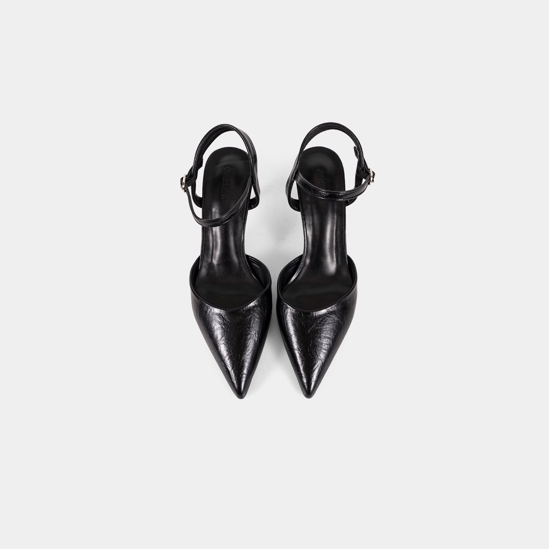 Textured-Finish Pointed-Toe Ankle-Strap Pumps