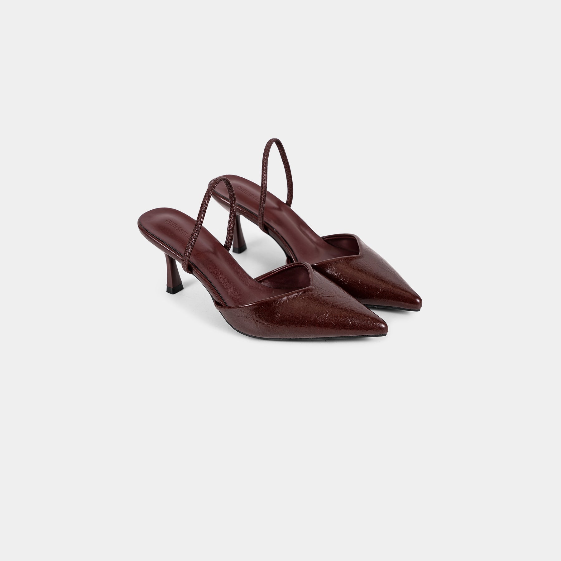 Textured-Finish Pointed-Toe Slingback Pumps
