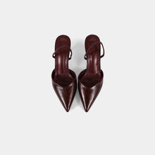 Textured-Finish Pointed-Toe Slingback Pumps