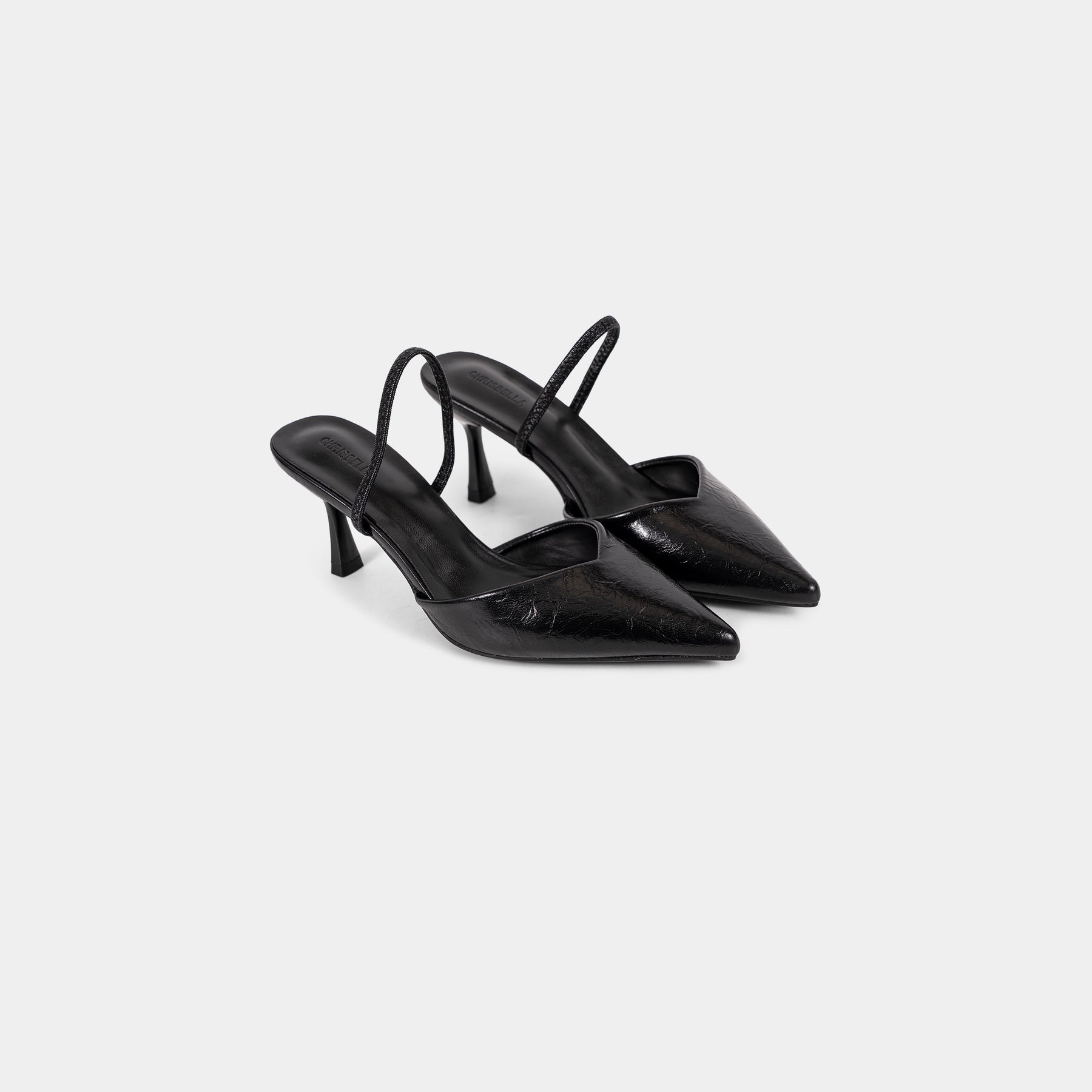 Textured-Finish Pointed-Toe Slingback Pumps