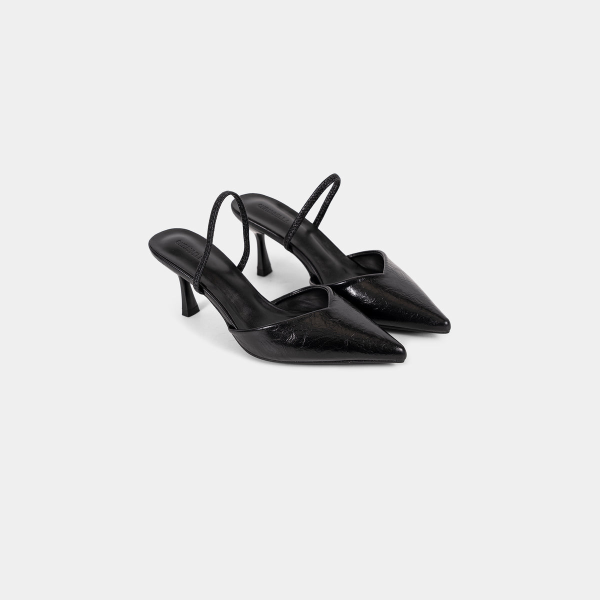 Escarpins Slingback à Bout Pointu et Finition Texturée