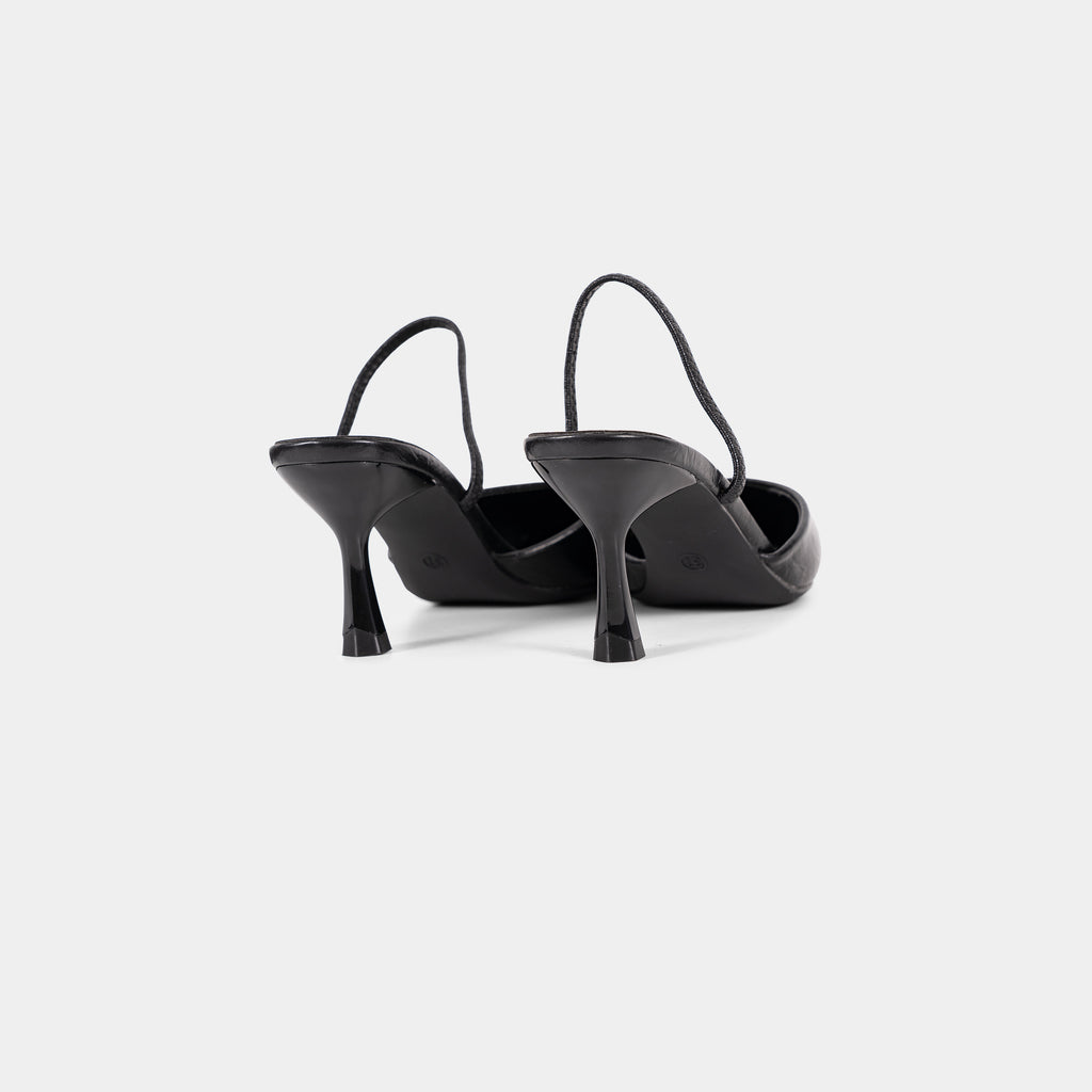 Escarpins Slingback à Bout Pointu et Finition Texturée