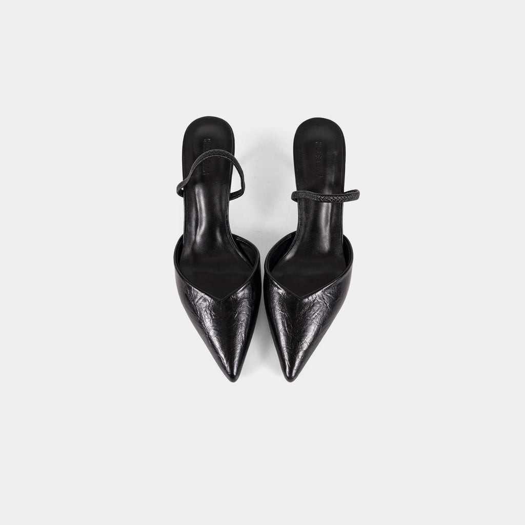 Escarpins Slingback à Bout Pointu et Finition Texturée