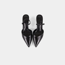Textured-Finish Pointed-Toe Slingback Pumps