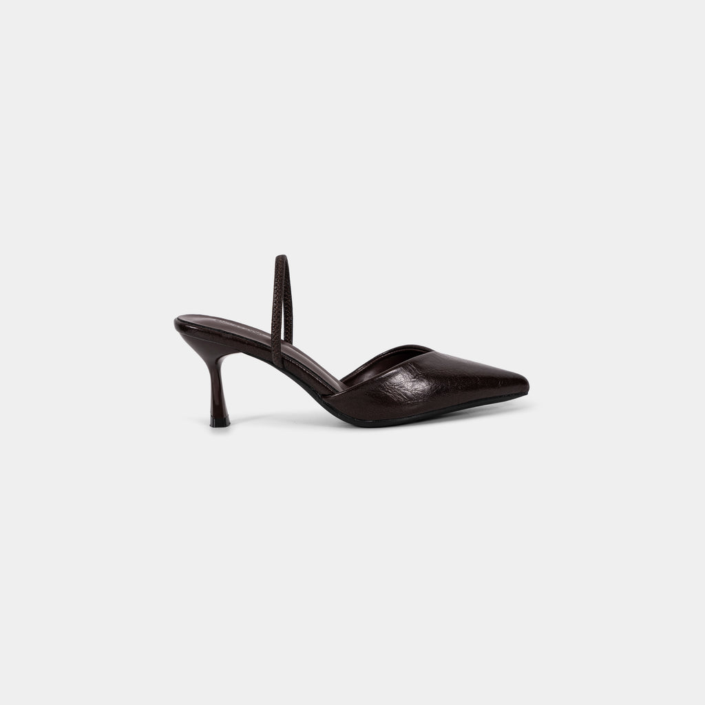 Escarpins Slingback à Bout Pointu et Finition Texturée