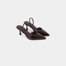 Textured-Finish Pointed-Toe Slingback Pumps