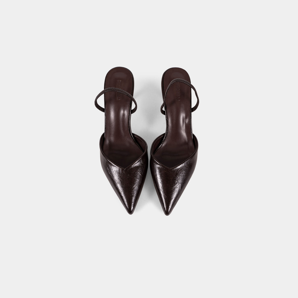 Escarpins Slingback à Bout Pointu et Finition Texturée