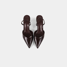 Textured-Finish Pointed-Toe Slingback Pumps