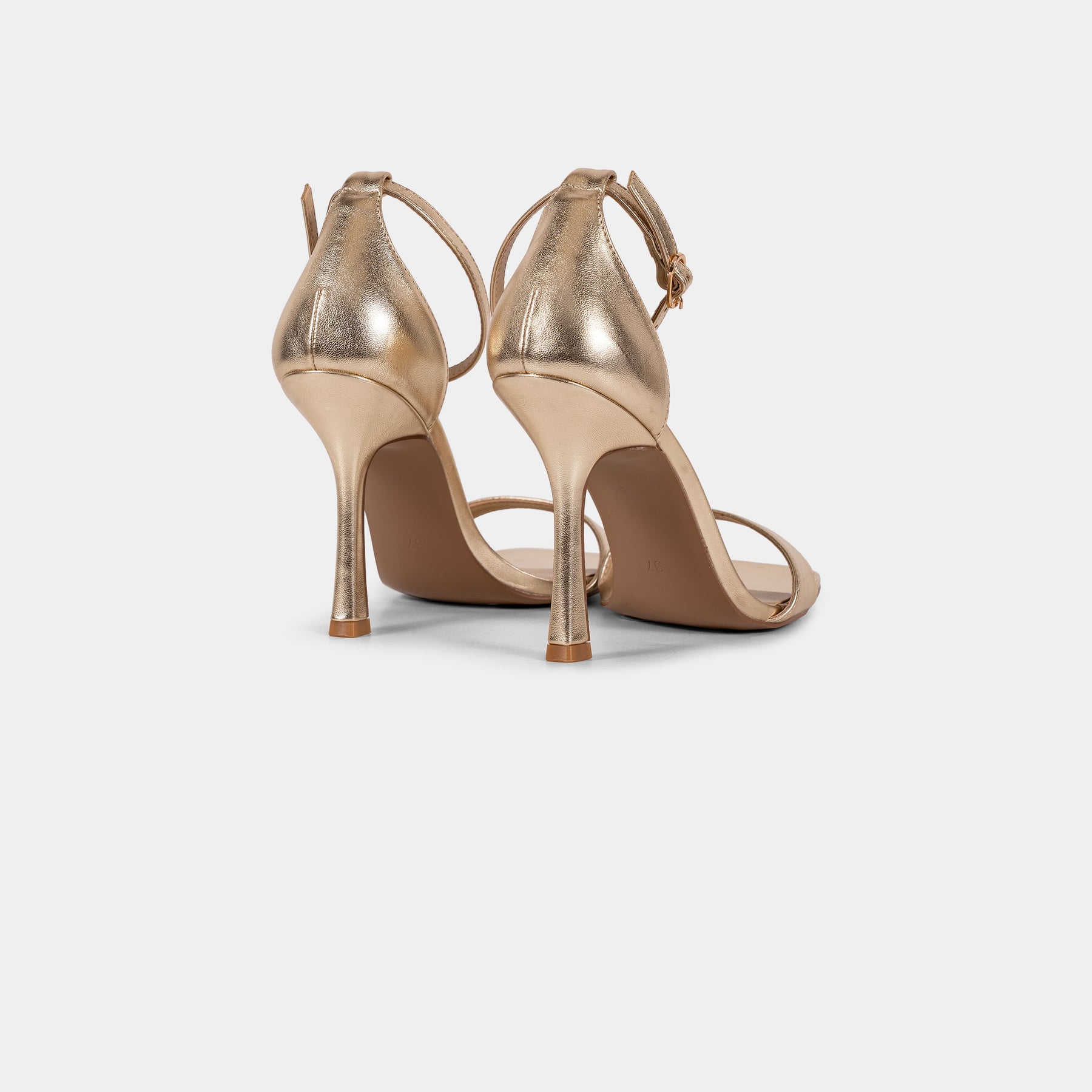 Metallic-Finish Square-Toe Ankle-Strap Sandals